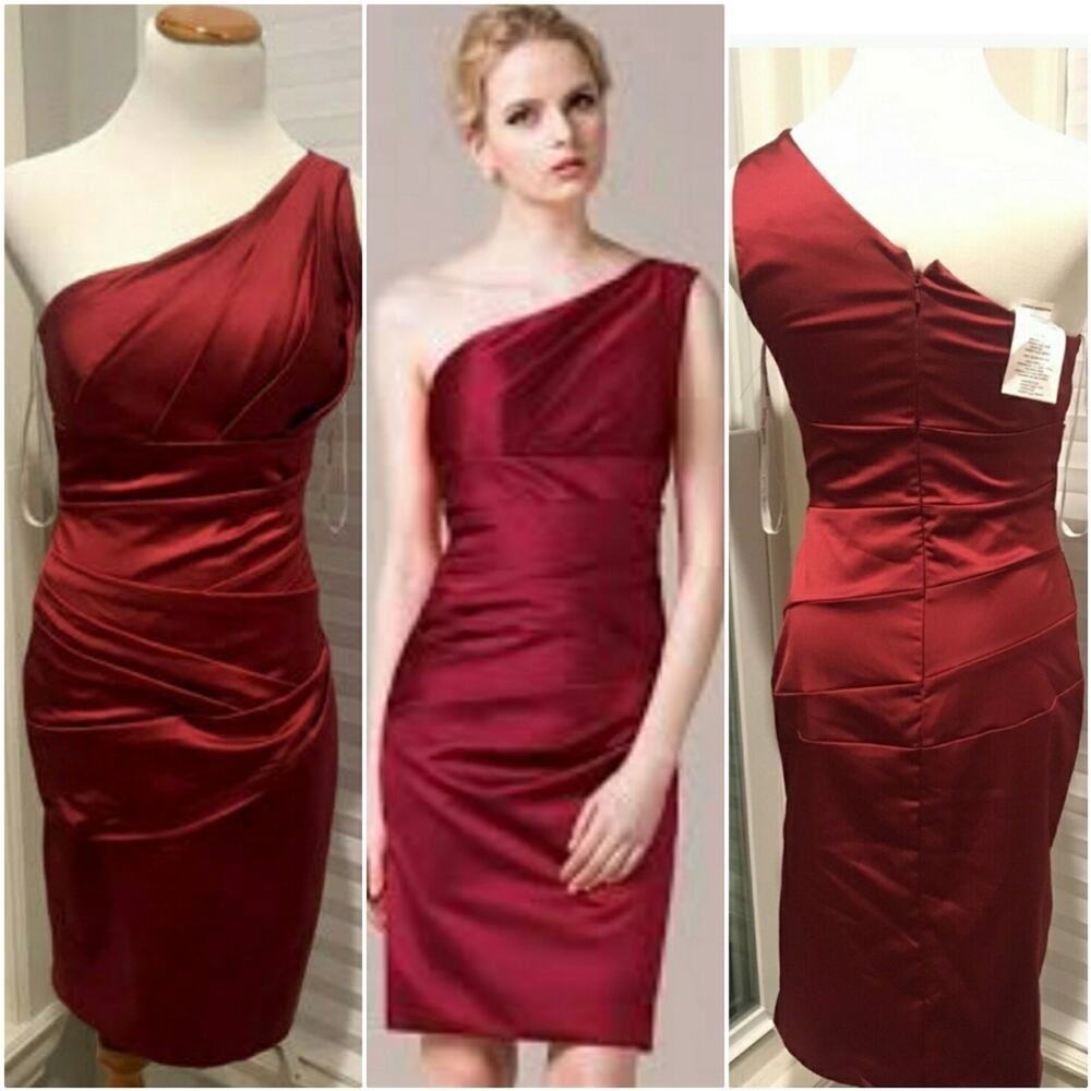David's Bridal One Shoulder Short Dress